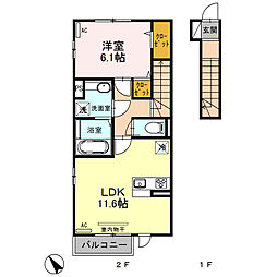 フォレストパークサイド野間島 1LDKの間取図画像