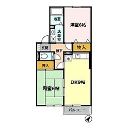 コンフォール里音 2DKの間取図画像