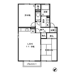 セジュールひかり 2LDKの間取図画像
