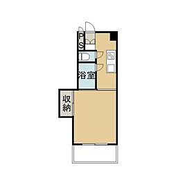 鹿児島市電2系統 中郡駅 法文学部前下車 徒歩7分の賃貸マンション 5階1Kの間取り