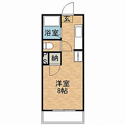 鹿児島市電1系統 二中通駅 徒歩6分の賃貸マンション 2階ワンルームの間取り