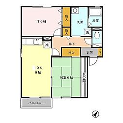 肥薩おれんじ鉄道 上川内駅 育英小入口バス停下車 徒歩36分の賃貸アパート 2階1LDKの間取り