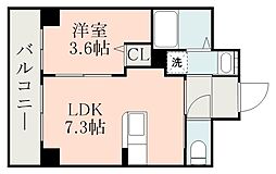 鹿児島市電1系統 荒田八幡駅 共月亭前バス停下車 徒歩15分の賃貸マンション 5階1LDKの間取り