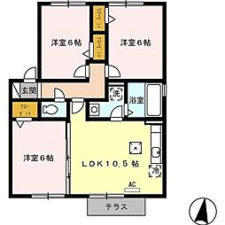 JR指宿枕崎線 谷山駅 白山北下車 徒歩37分の賃貸アパート 1階3LDKの間取り