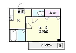 アーネスト下荒田 1Kの間取図画像