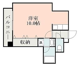 鹿児島市電1系統 騎射場駅 徒歩9分の賃貸マンション 6階ワンルームの間取り