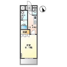 敬愛ハイツB 1Kの間取図画像