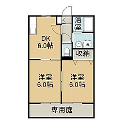 JR日豊本線 帖佐駅 徒歩13分の賃貸アパート 1階2DKの間取り