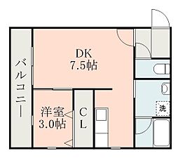 鹿児島市電2系統 中洲通駅 武中学校下下車 徒歩17分の賃貸アパート 2階1DKの間取り