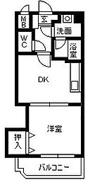 鹿児島市電1系統 谷山駅 徒歩2分の賃貸マンション 6階1DKの間取り