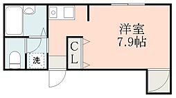 鹿児島市電2系統 純心学園前駅 徒歩7分の賃貸マンション 1階ワンルームの間取り