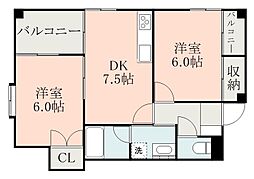 JR指宿枕崎線 鹿児島中央駅 徒歩31分の賃貸マンション 1階2DKの間取り