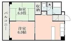 JR鹿児島本線 鹿児島駅 徒歩7分の賃貸マンション 6階2DKの間取り
