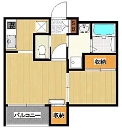JR指宿枕崎線 郡元駅 徒歩1分の賃貸アパート 2階1DKの間取り