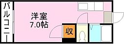 鹿児島市電1系統 武之橋駅 徒歩6分の賃貸マンション 1階ワンルームの間取り