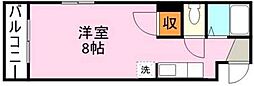 鹿児島市電1系統 武之橋駅 徒歩6分の賃貸マンション 4階ワンルームの間取り