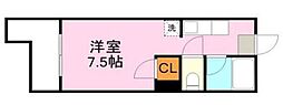鹿児島市電1系統 騎射場駅 徒歩7分の賃貸マンション 4階ワンルームの間取り