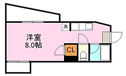 鹿児島市電1系統 騎射場駅 徒歩7分の賃貸マンション 4階ワンルームの間取り