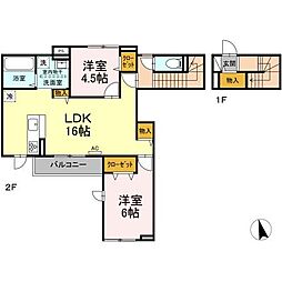 プラスパーII 2LDKの間取図画像