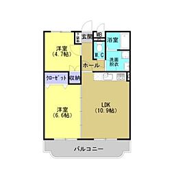 JR日豊本線 錦江駅 徒歩11分の賃貸マンション 3階2LDKの間取り