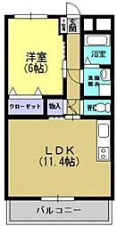 鹿児島市電1系統 涙橋駅 海づり公園前下車 徒歩24分の賃貸マンション 4階1LDKの間取り
