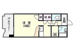 鹿児島市電1系統 武之橋駅 高麗町下車 徒歩7分の賃貸マンション 3階ワンルームの間取り