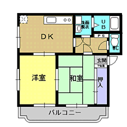 鹿児島市電1系統 笹貫駅 桜ヶ丘東小前下車 徒歩26分の賃貸マンション 1階2DKの間取り