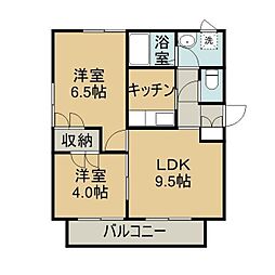 鹿児島市電2系統 高見橋駅 4.4kmの賃貸アパート 2階2LDKの間取り
