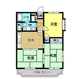 JR日豊本線 隼人駅 3.9kmの賃貸マンション 1階3DKの間取り