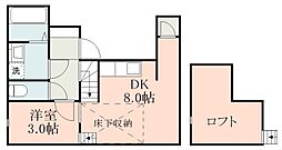 鹿児島市電2系統 天文館通駅 徒歩9分の賃貸マンション 2階1LDKの間取り