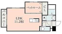 鹿児島市電1系統 谷山駅 薬師堂下車 徒歩6分の賃貸マンション 2階1LDKの間取り