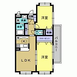 JR日豊本線 鹿児島中央駅 徒歩10分の賃貸マンション 1階2LDKの間取り