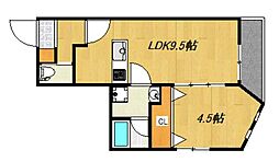 鹿児島市電1系統 上塩屋駅 徒歩6分の賃貸マンション 3階1LDKの間取り