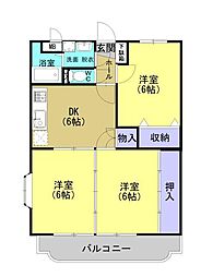 JR日豊本線 竜ケ水駅 三文字下車 8kmの賃貸マンション 1階3DKの間取り