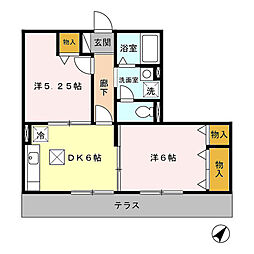 JR指宿枕崎線 谷山駅 徒歩10分の賃貸アパート 1階2DKの間取り