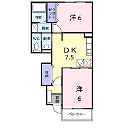 肥薩おれんじ鉄道 上川内駅 バス15分 グランド入口下車 徒歩19分の賃貸アパート 1階2DKの間取り