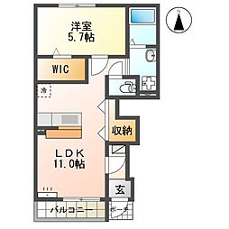ラピュタ 1LDKの間取図画像