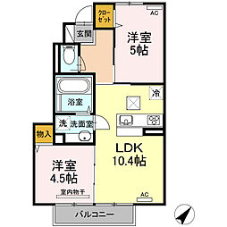 JR鹿児島本線 川内駅 くるくるバス　加治屋馬場停下車 徒歩10分の賃貸アパート 1階2LDKの間取り