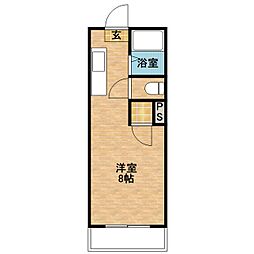 鹿児島市電1系統 脇田駅 徒歩2分の賃貸マンション 1階ワンルームの間取り