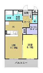 JR鹿児島本線 鹿児島中央駅 徒歩32分の賃貸マンション 2階1LDKの間取り
