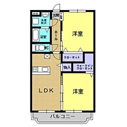 JR日豊本線 帖佐駅 徒歩15分の賃貸マンション 1階2LDKの間取り