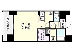 鹿児島市電2系統 鹿児島中央駅前駅 高麗橋下車 徒歩10分の賃貸マンション 2階ワンルームの間取り