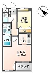 鹿児島市電1系統 上塩屋駅 徒歩6分の賃貸アパート 1階1LDKの間取り
