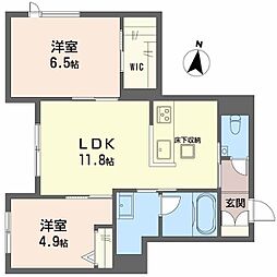 JR指宿枕崎線 慈眼寺駅 徒歩9分の賃貸マンション 1階2LDKの間取り