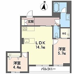 JR指宿枕崎線 慈眼寺駅 徒歩9分の賃貸マンション 3階2LDKの間取り