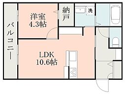 JR日豊本線 国分駅 徒歩9分の賃貸アパート 2階1LDKの間取り