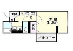 鹿児島市電1系統 荒田八幡駅 下荒田婦人会館前下車 徒歩6分の賃貸マンション 3階1Kの間取り