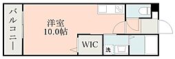 鹿児島市電2系統 市役所前駅 徒歩8分の賃貸マンション 2階ワンルームの間取り