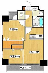 鹿児島市電2系統 鹿児島中央駅前駅 徒歩10分の賃貸マンション 5階2LDKの間取り