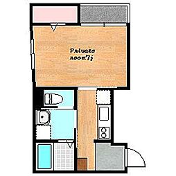 鹿児島市電2系統 中郡駅 徒歩2分の賃貸マンション 2階1Kの間取り